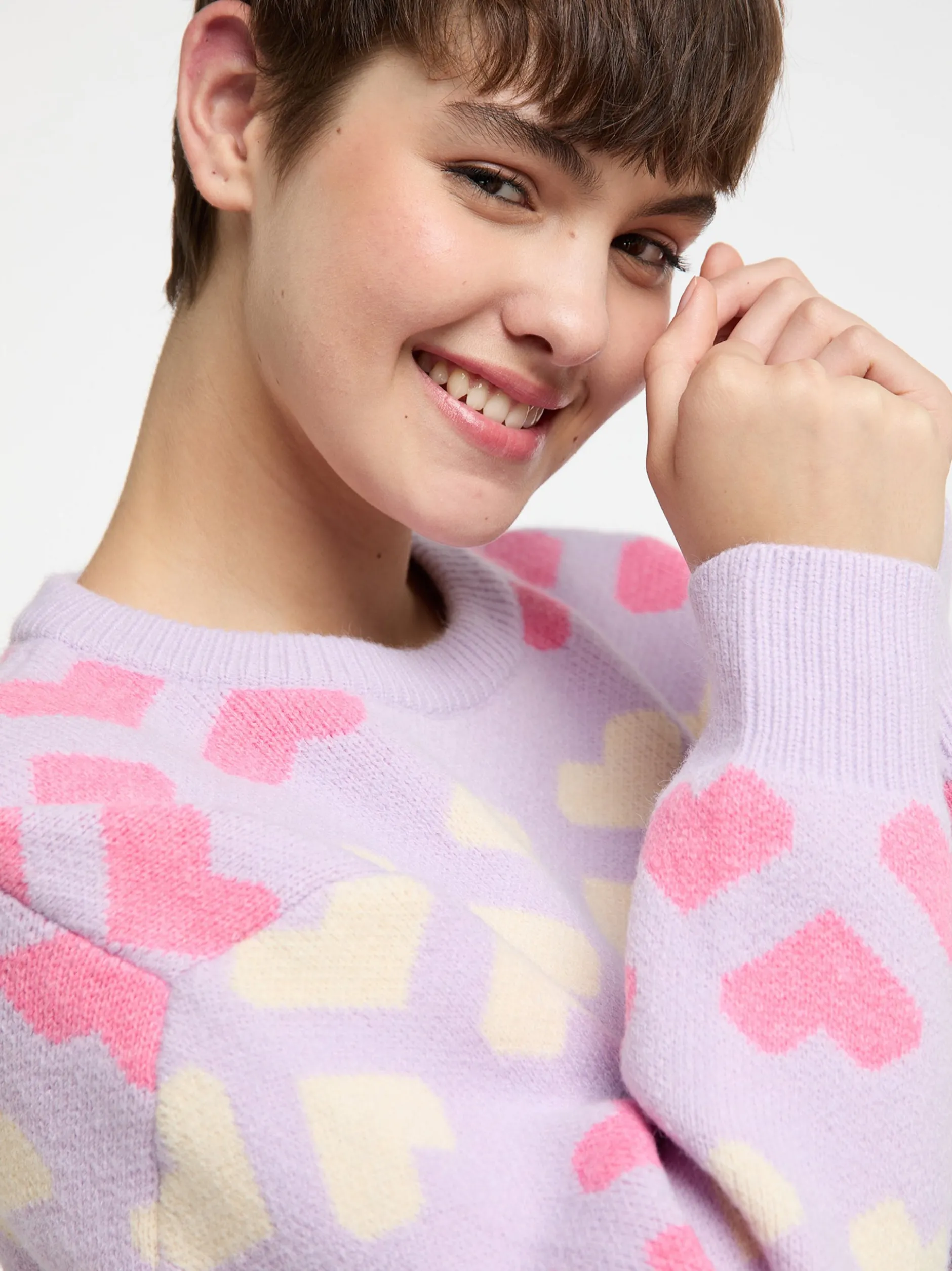 MyMo Damen Strickpullover in flieder