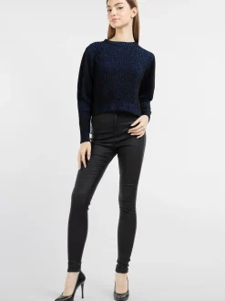 MyMo Damen Strickpullover in schwarz