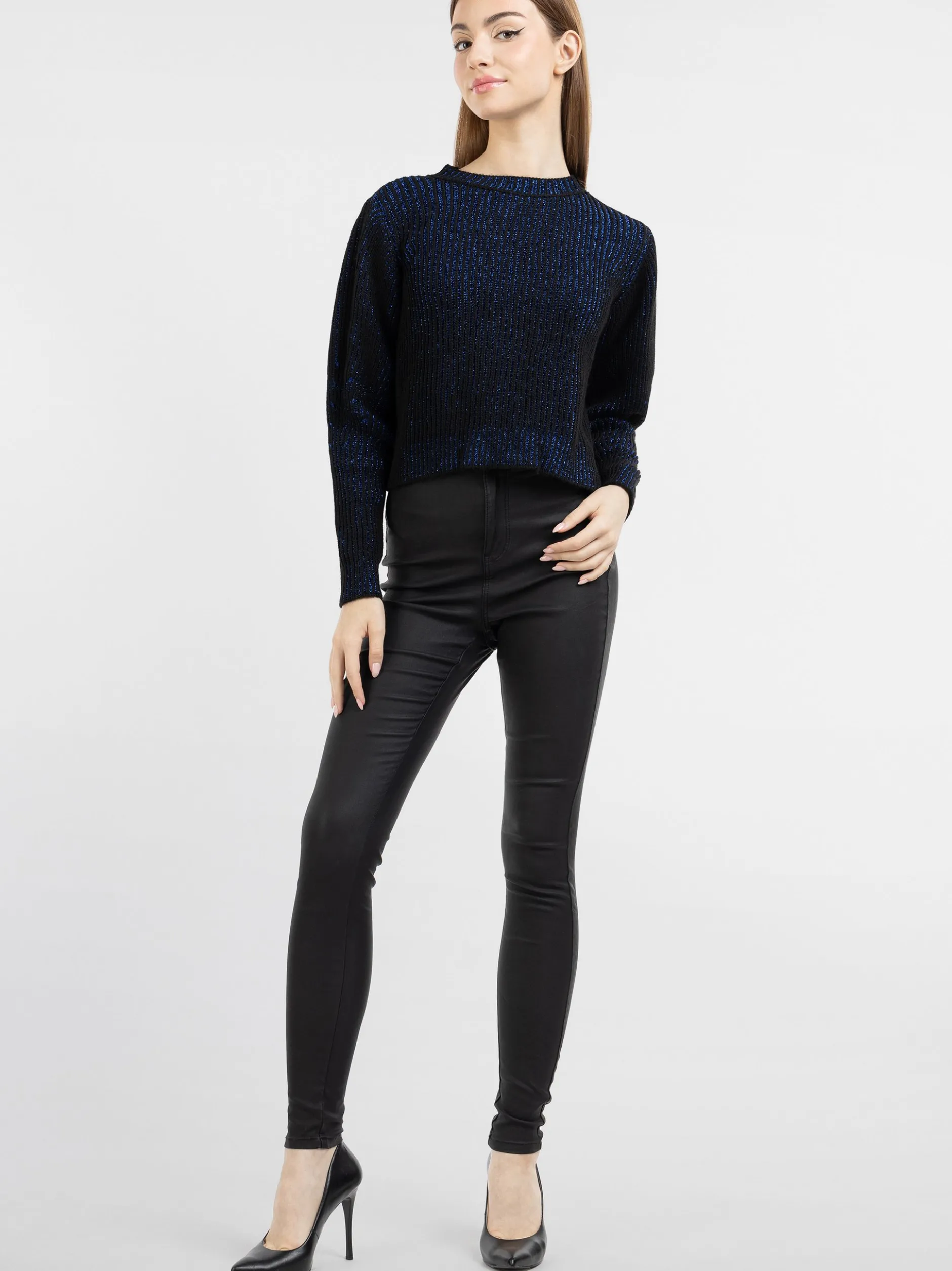 MyMo Damen Strickpullover in schwarz