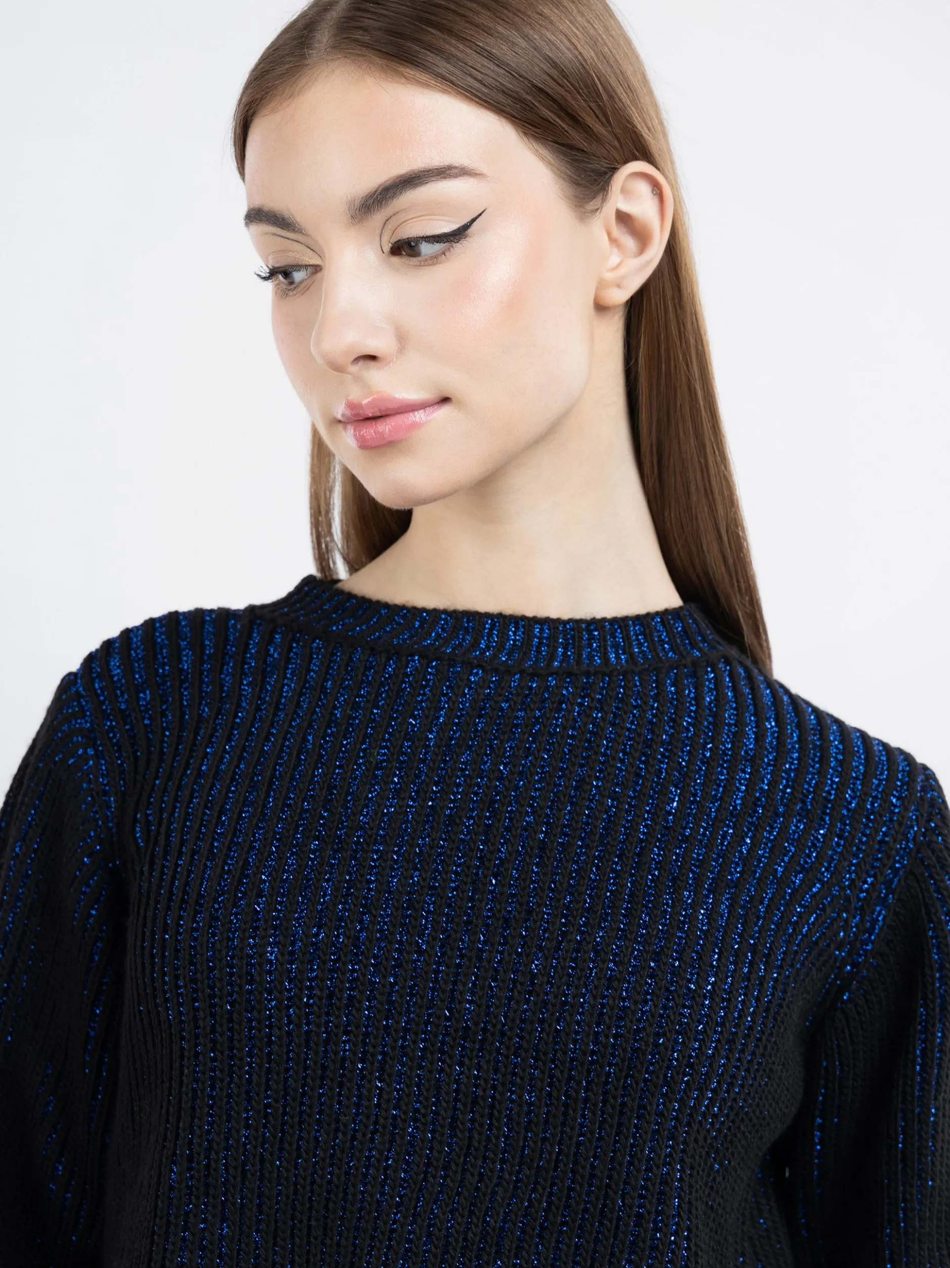 MyMo Damen Strickpullover in schwarz