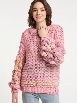MyMo Damen Strickpullover in rosa - Ausschnitt: Rundhals