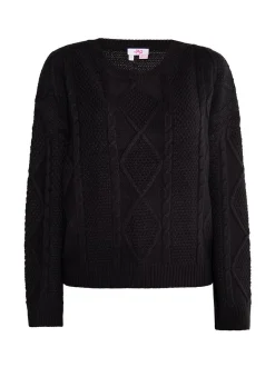 MyMo Damen Strickpullover in schwarz