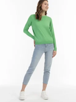 MyMo Damen Strickpullover in grün - Ausschnitt: Rundhals