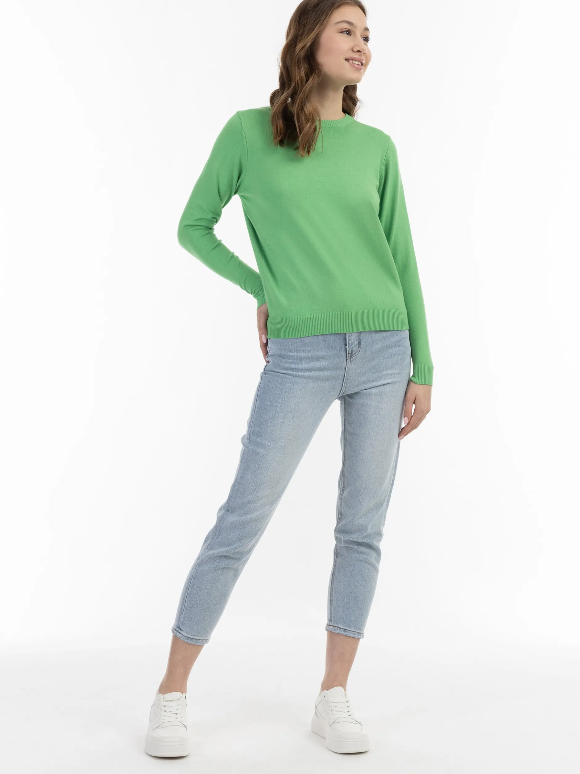 MyMo Damen Strickpullover in grün - Ausschnitt: Rundhals