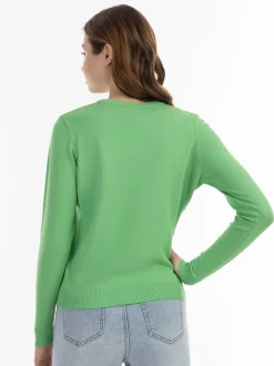 MyMo Damen Strickpullover in grün - Ausschnitt: Rundhals