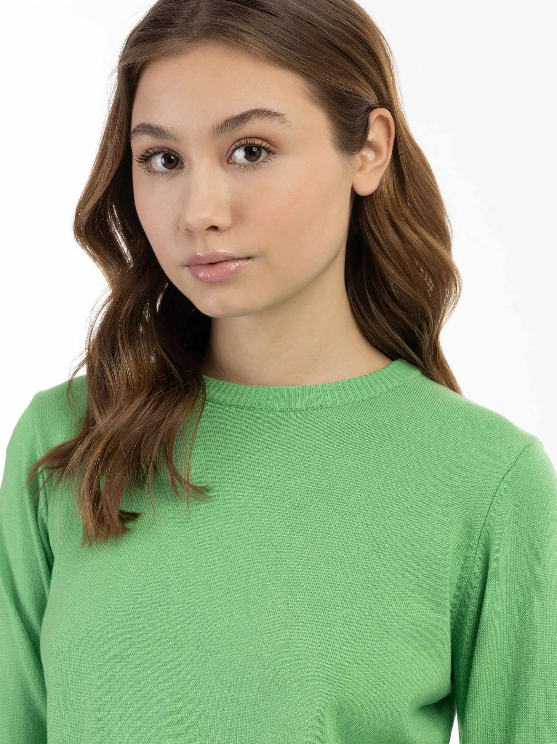 MyMo Damen Strickpullover in grün - Ausschnitt: Rundhals