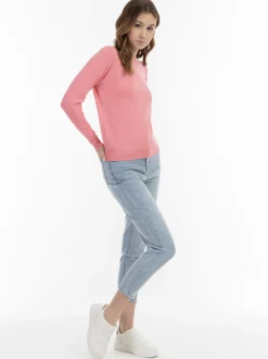MyMo Damen Strickpullover in pink - Ausschnitt: Rundhals