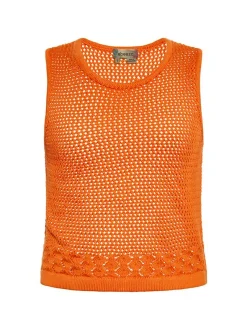 MyMo Damen Stricktop in orange - Ausschnitt: Rundhals