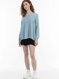 MyMo Damen Stricktunika in hellblau