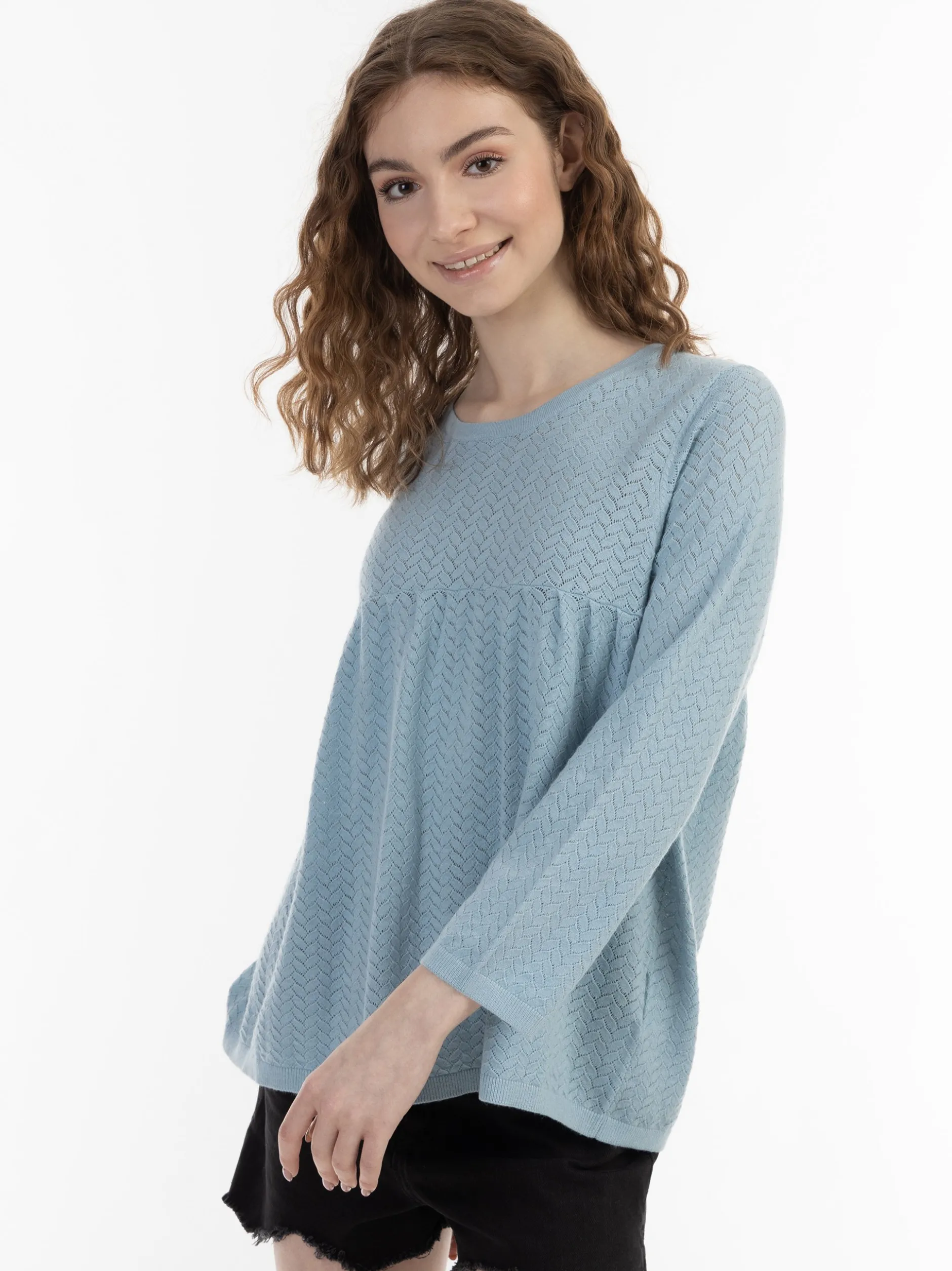 MyMo Damen Stricktunika in hellblau