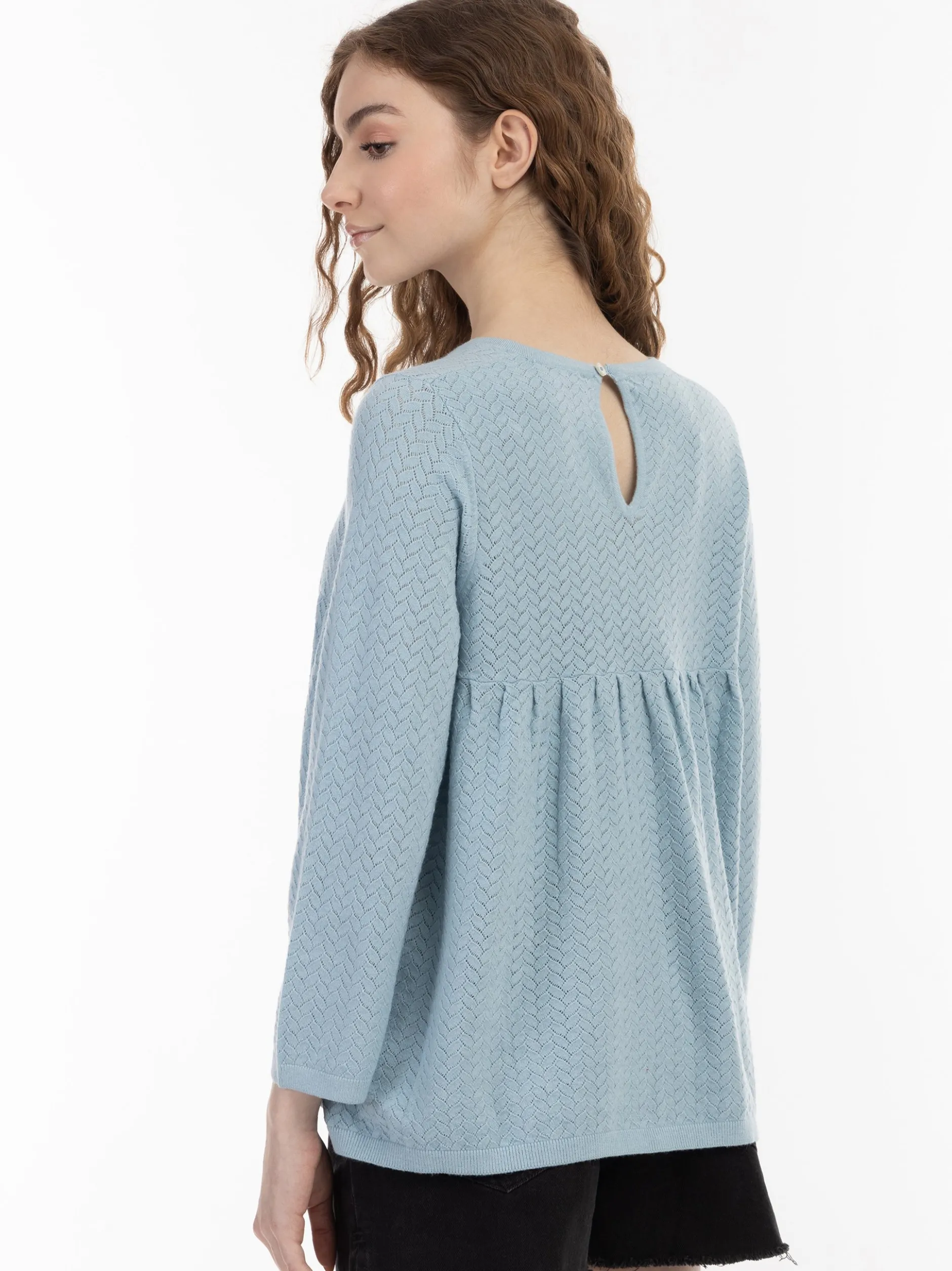 MyMo Damen Stricktunika in hellblau