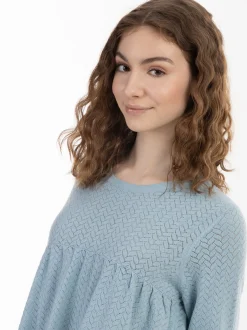 MyMo Damen Stricktunika in hellblau