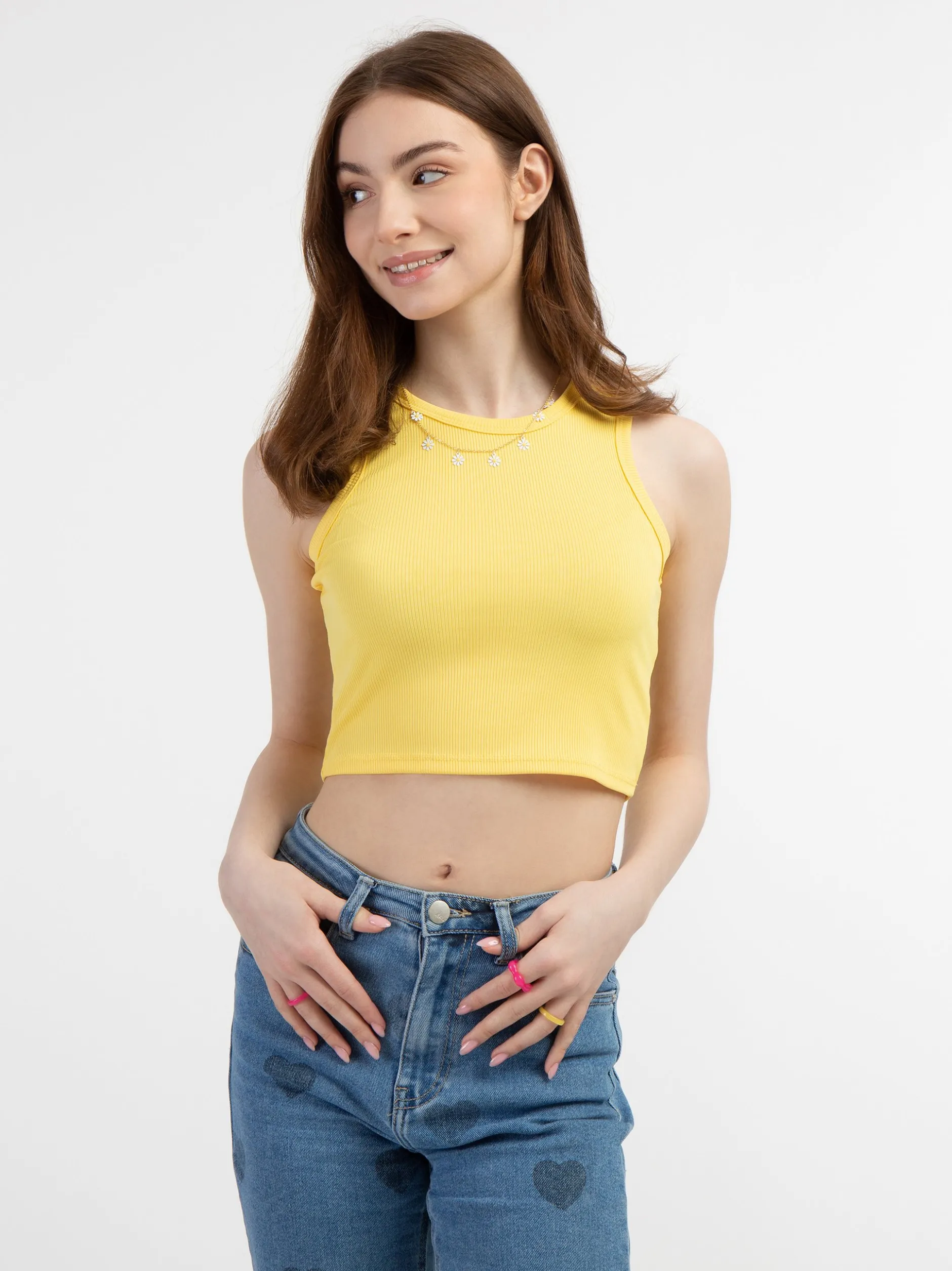 MyMo Damen Tanktop in gelb - Ausschnitt: Rundhals