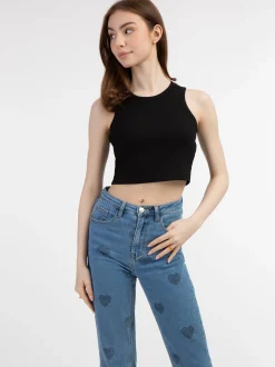MyMo Damen Tanktop in schwarz - Ausschnitt: Rundhals
