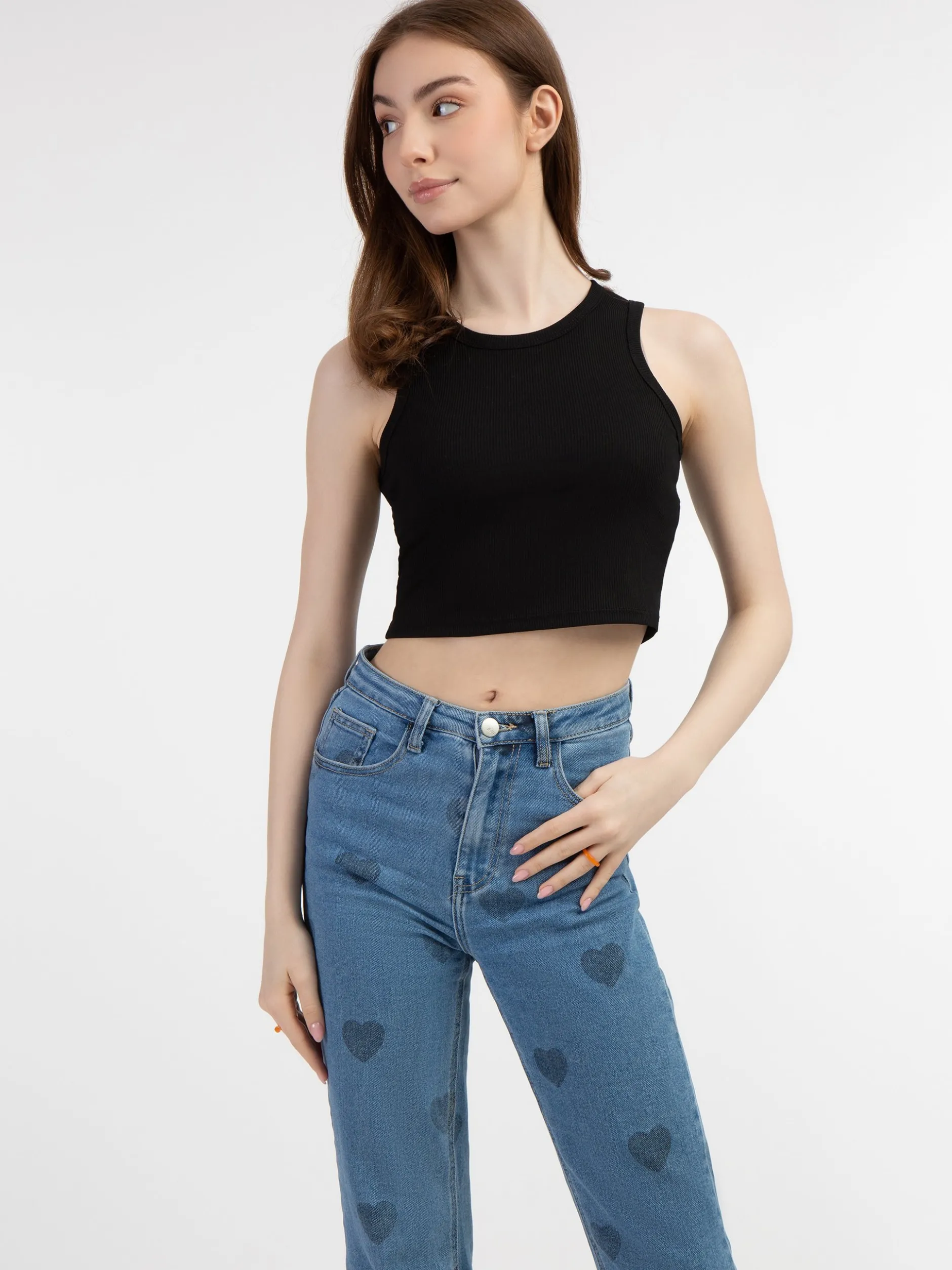 MyMo Damen Tanktop in schwarz - Ausschnitt: Rundhals