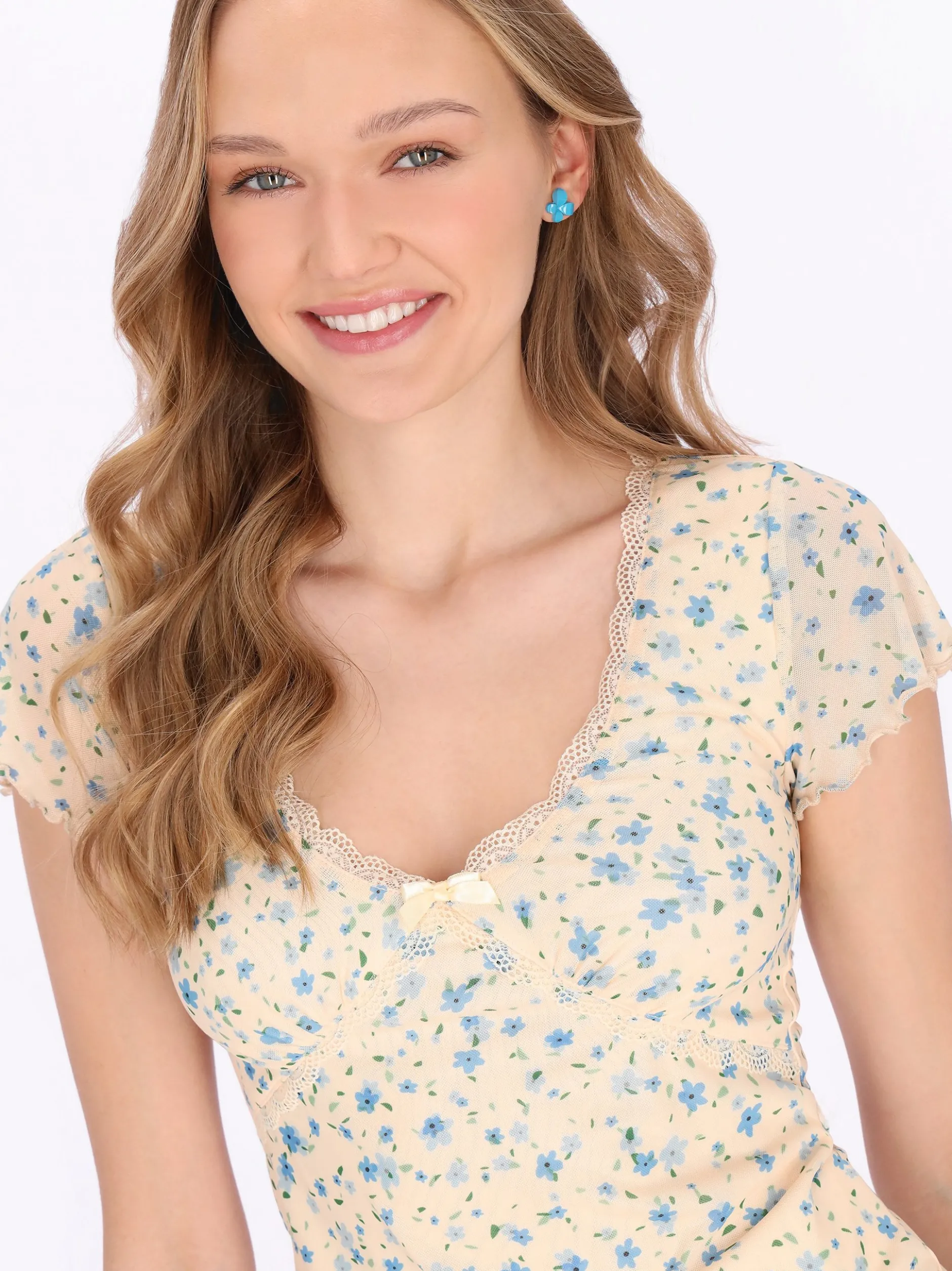 MyMo Damen T-Shirt in blau - Ausschnitt: Rundhals