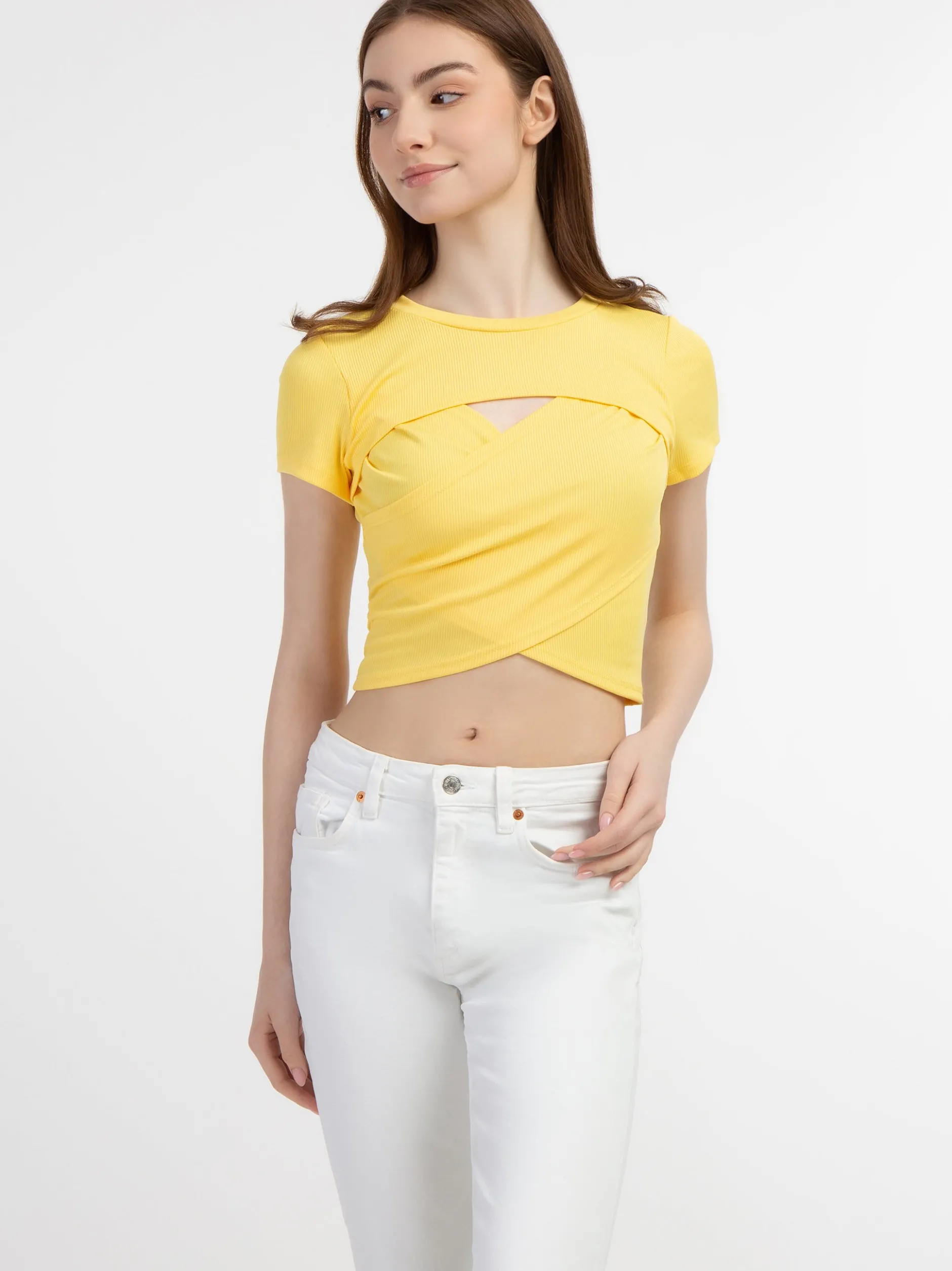 MyMo Damen T-Shirt in gelb - Ausschnitt: Rundhals