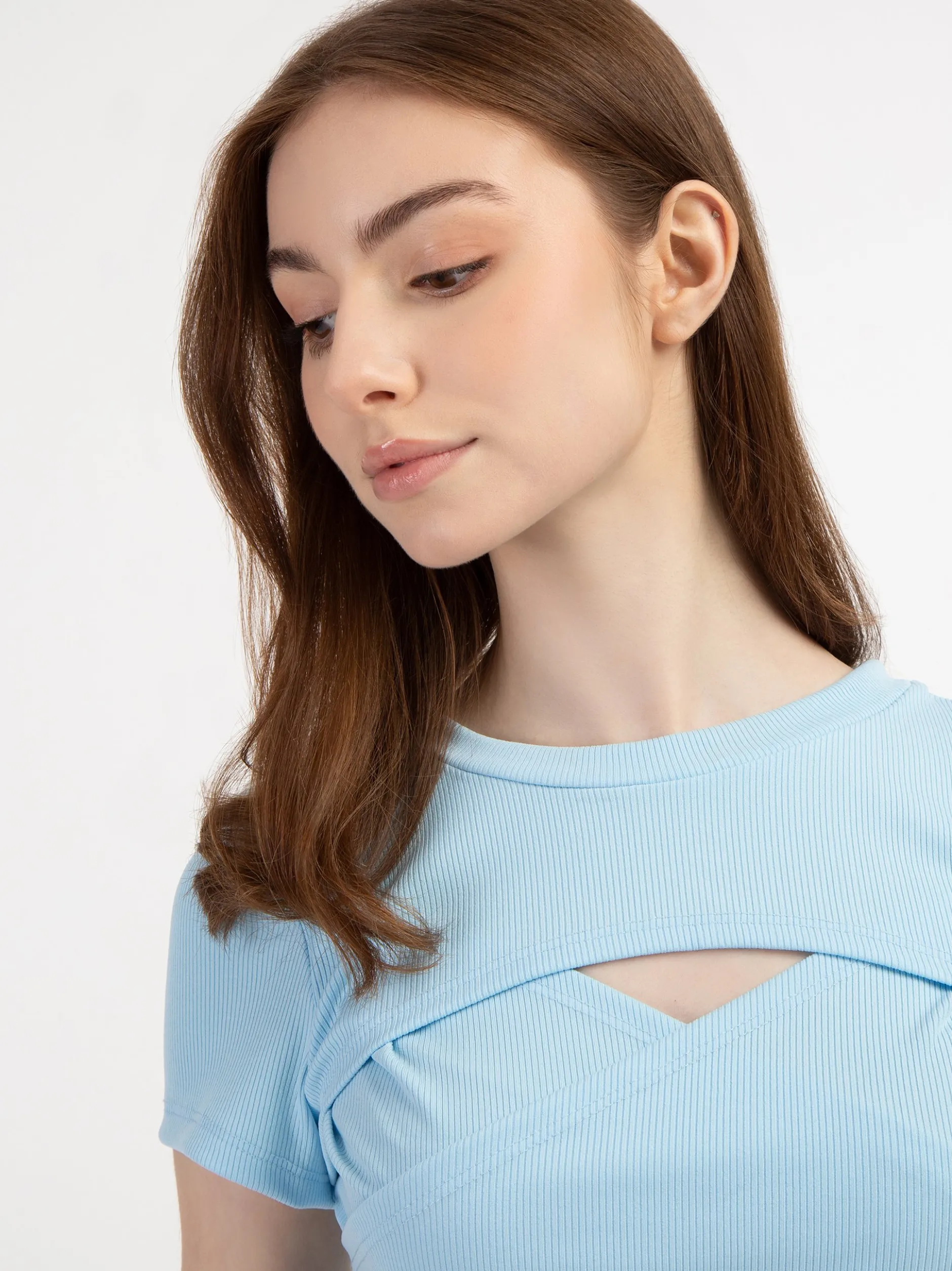 MyMo Damen T-Shirt in hellblau - Ausschnitt: Rundhals