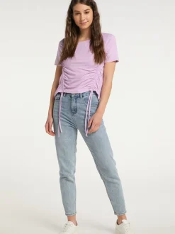 MyMo Damen T-Shirt in lila - Ausschnitt: Rundhals