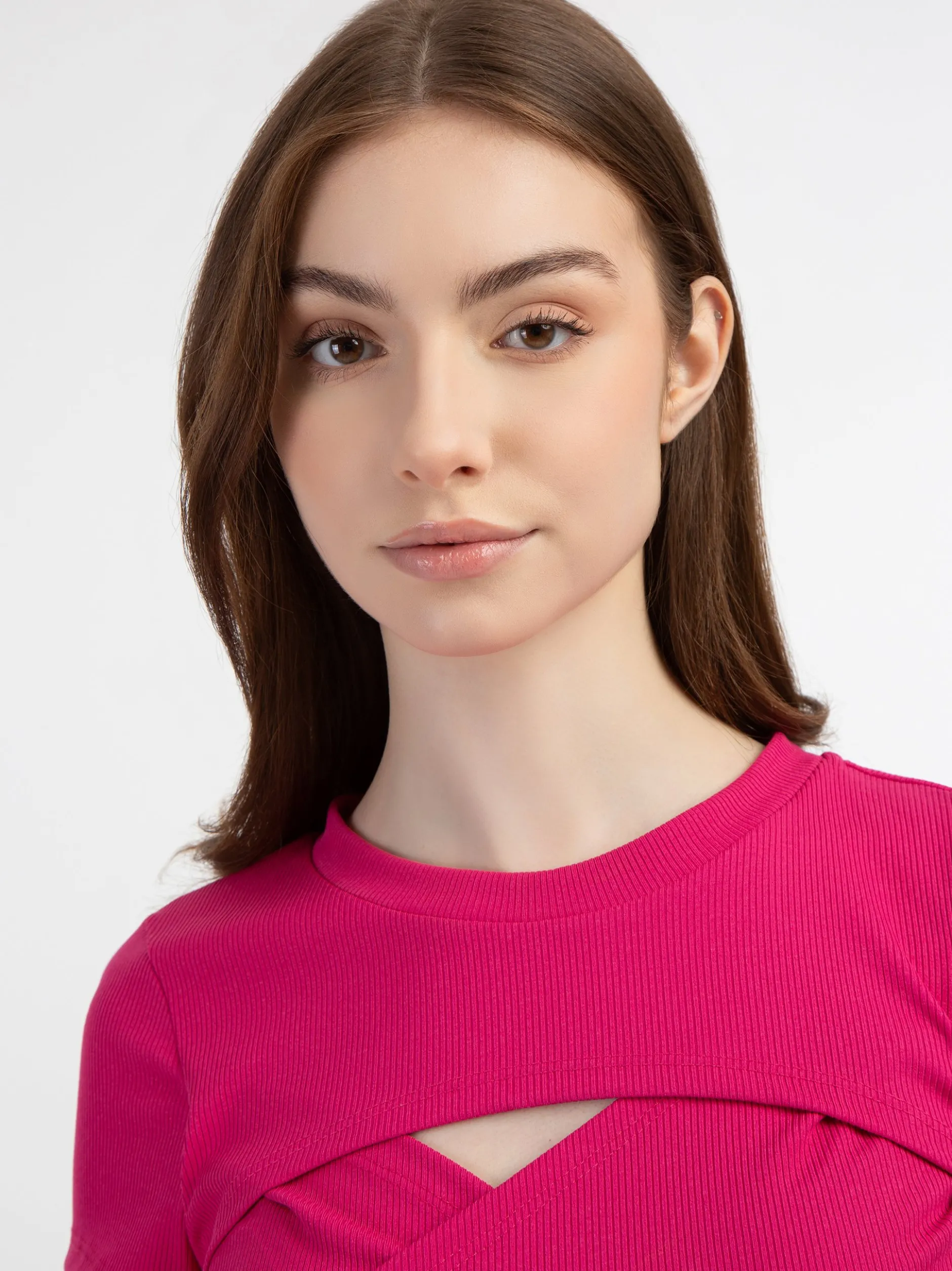 MyMo Damen T-Shirt in pink - Ausschnitt: Rundhals