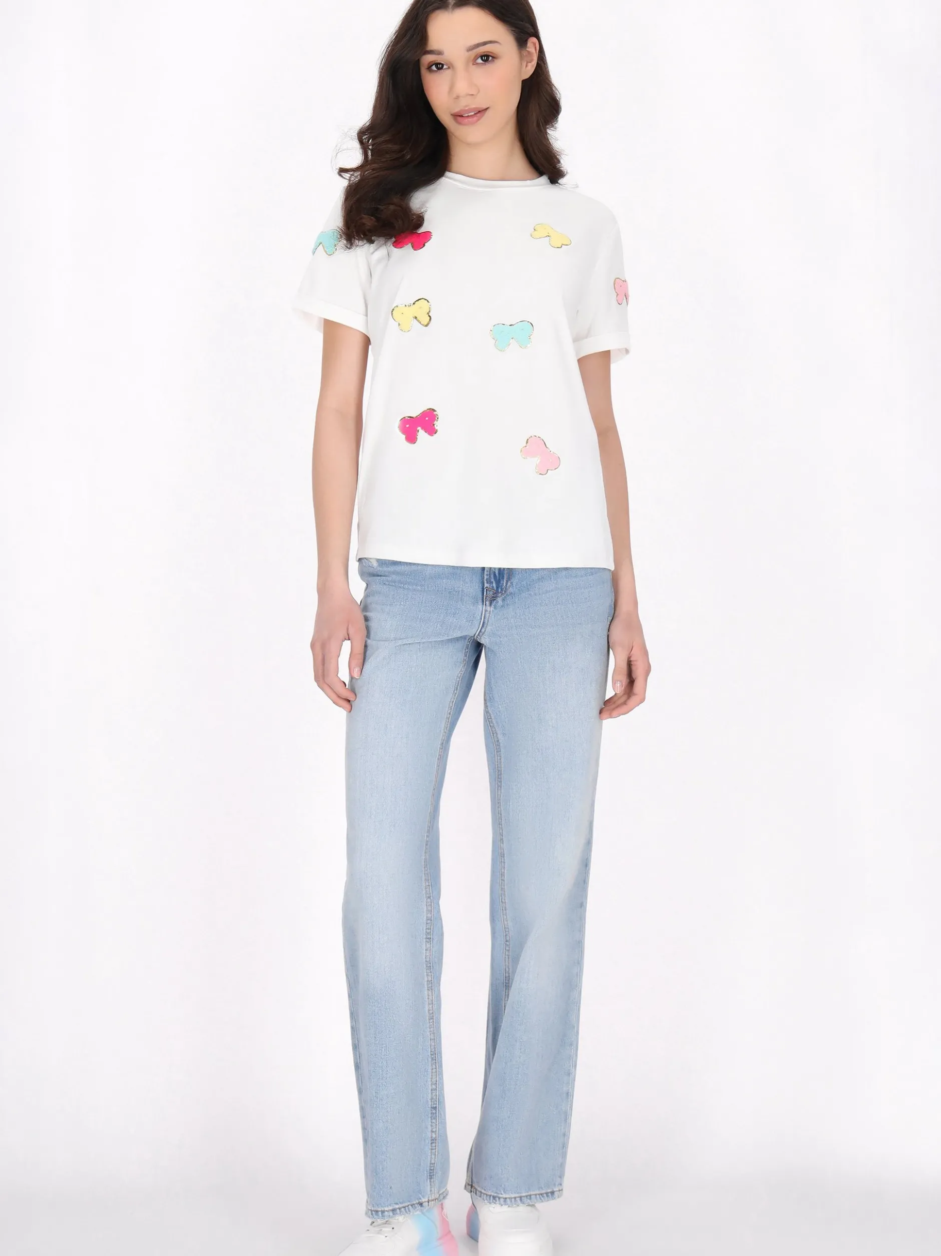 MyMo Damen T-Shirt in weiß - Ausschnitt: Rundhals