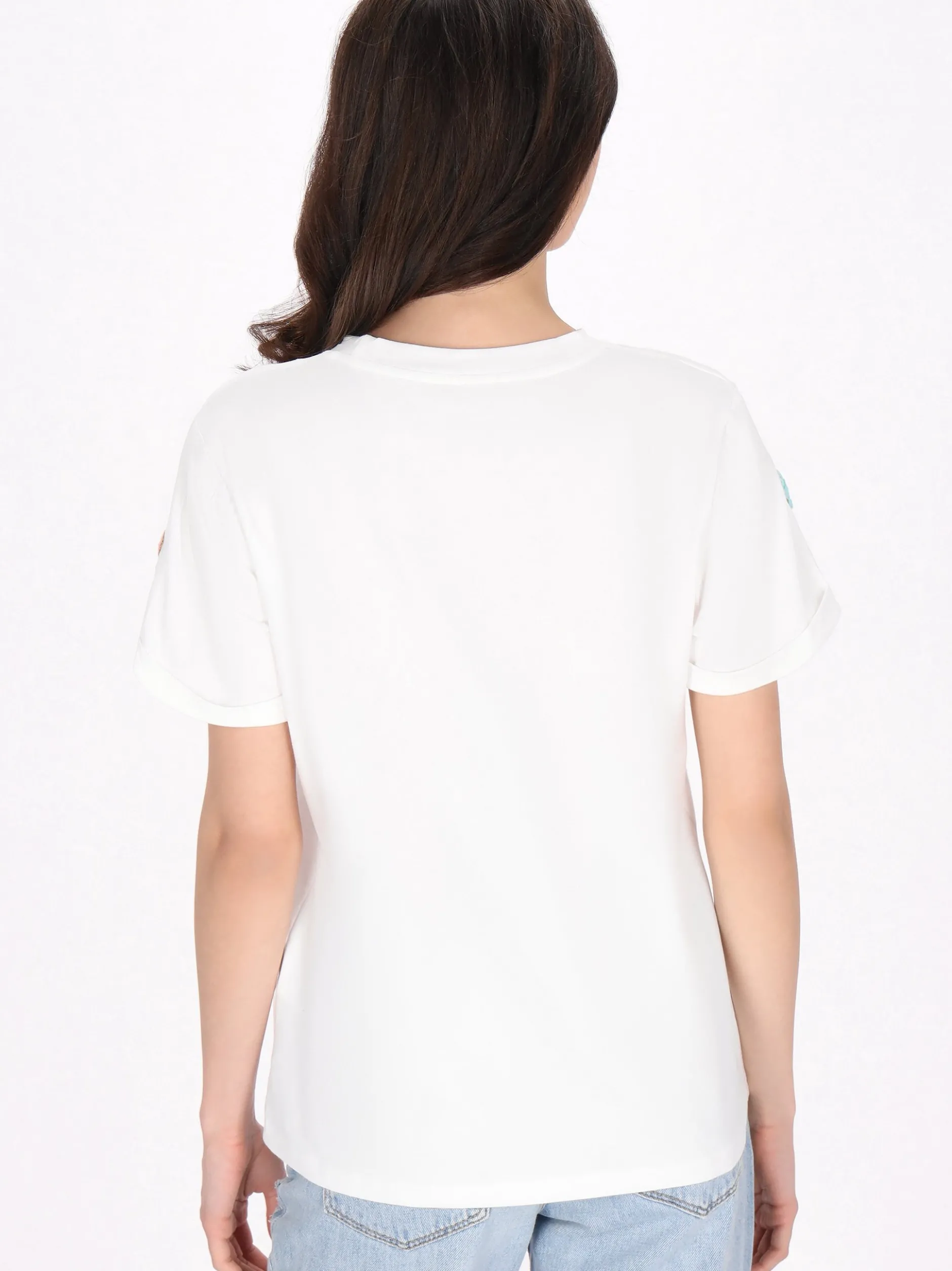 MyMo Damen T-Shirt in weiß - Ausschnitt: Rundhals