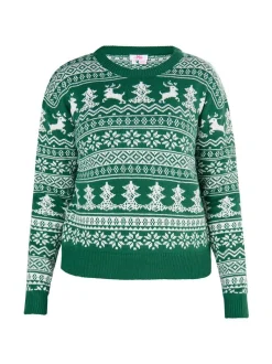 MyMo Damen X-Mas-Pullover in grün - Ausschnitt: Rundhals