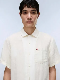 Napapijri Herren Kurzarmhemd - G-LINEN SS 1 in ecru