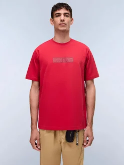 Napapijri Herren T-Shirt in rot - Ausschnitt: Rundhals