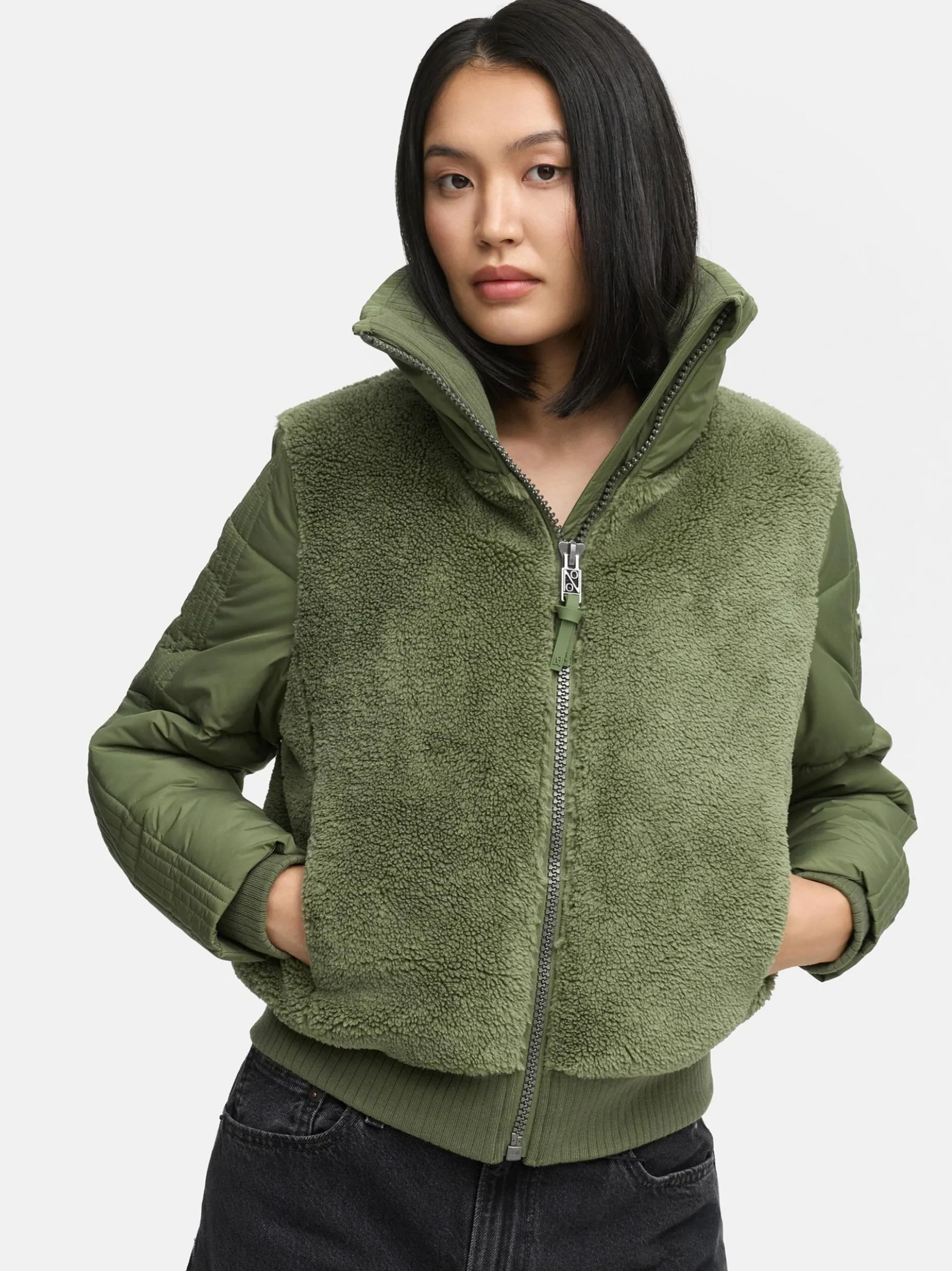 Navahoo Damen Fleecejacke - Teddyzone 14 in oliv