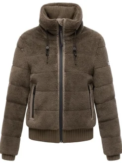 Navahoo Damen Plüschjacke - Schneepuder 14 in braun