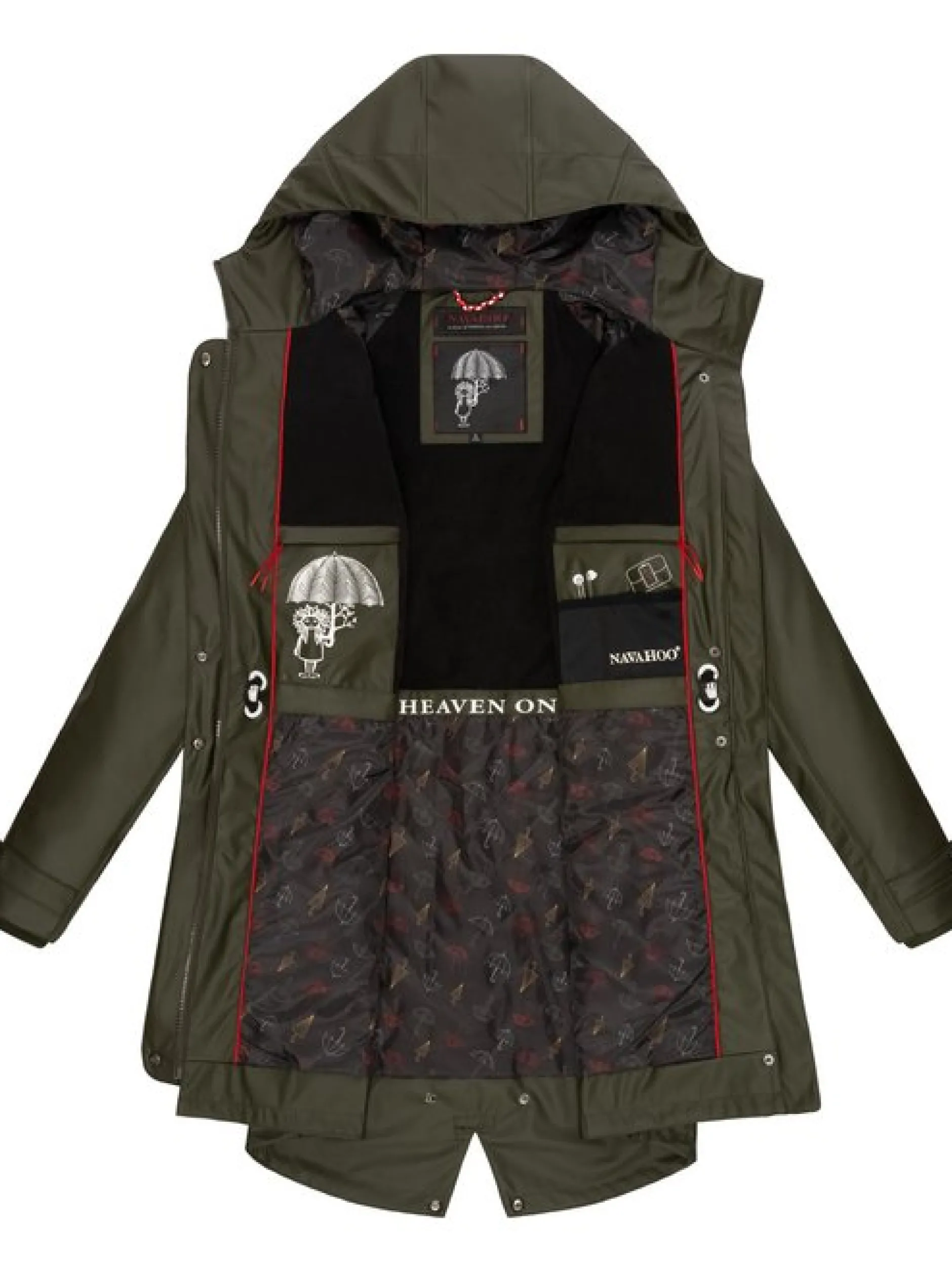 Navahoo Damen Regenjacke - Rainy Flower in oliv