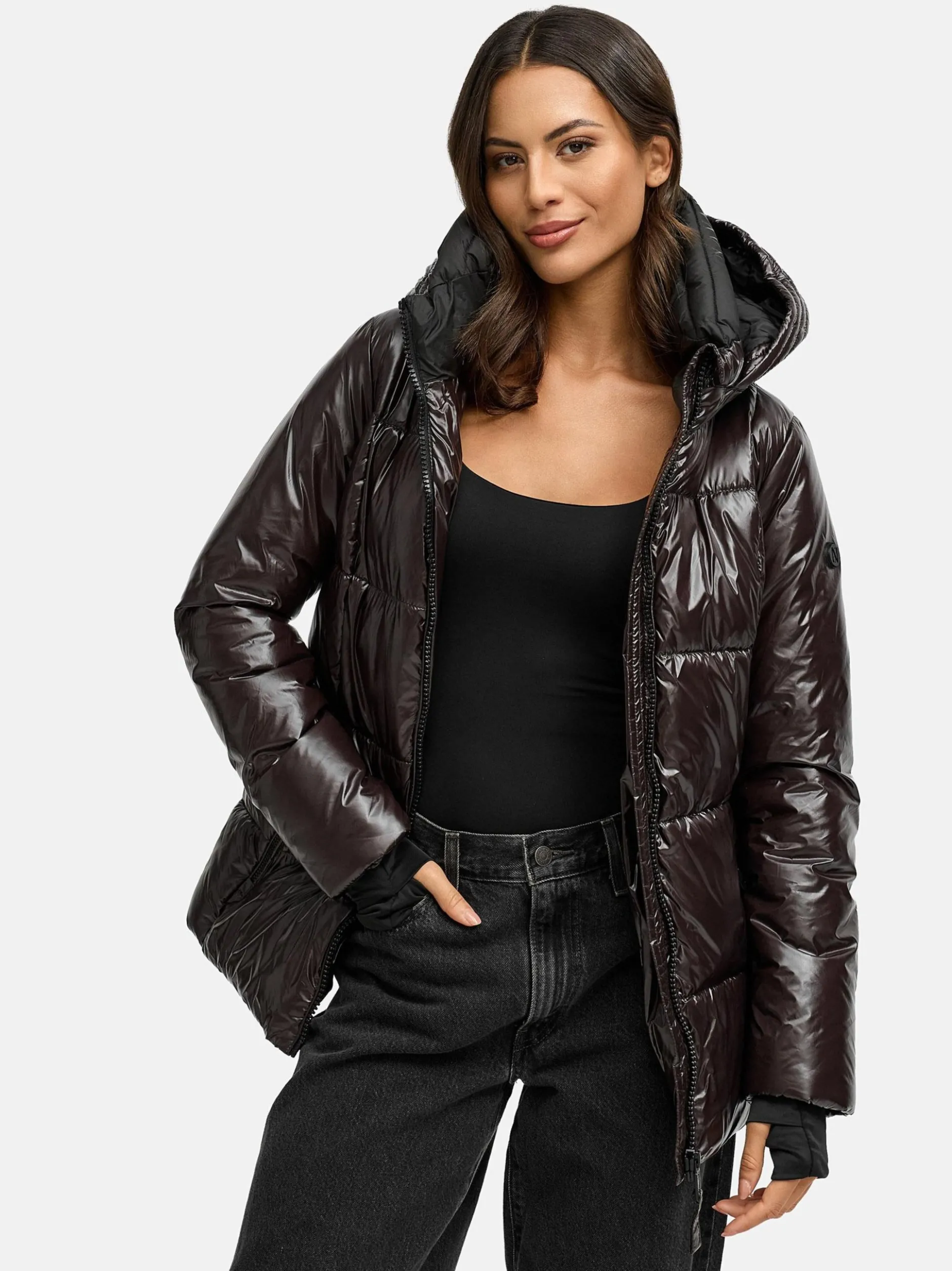 Navahoo Damen Steppjacke - Eisglanz 14 in schoko