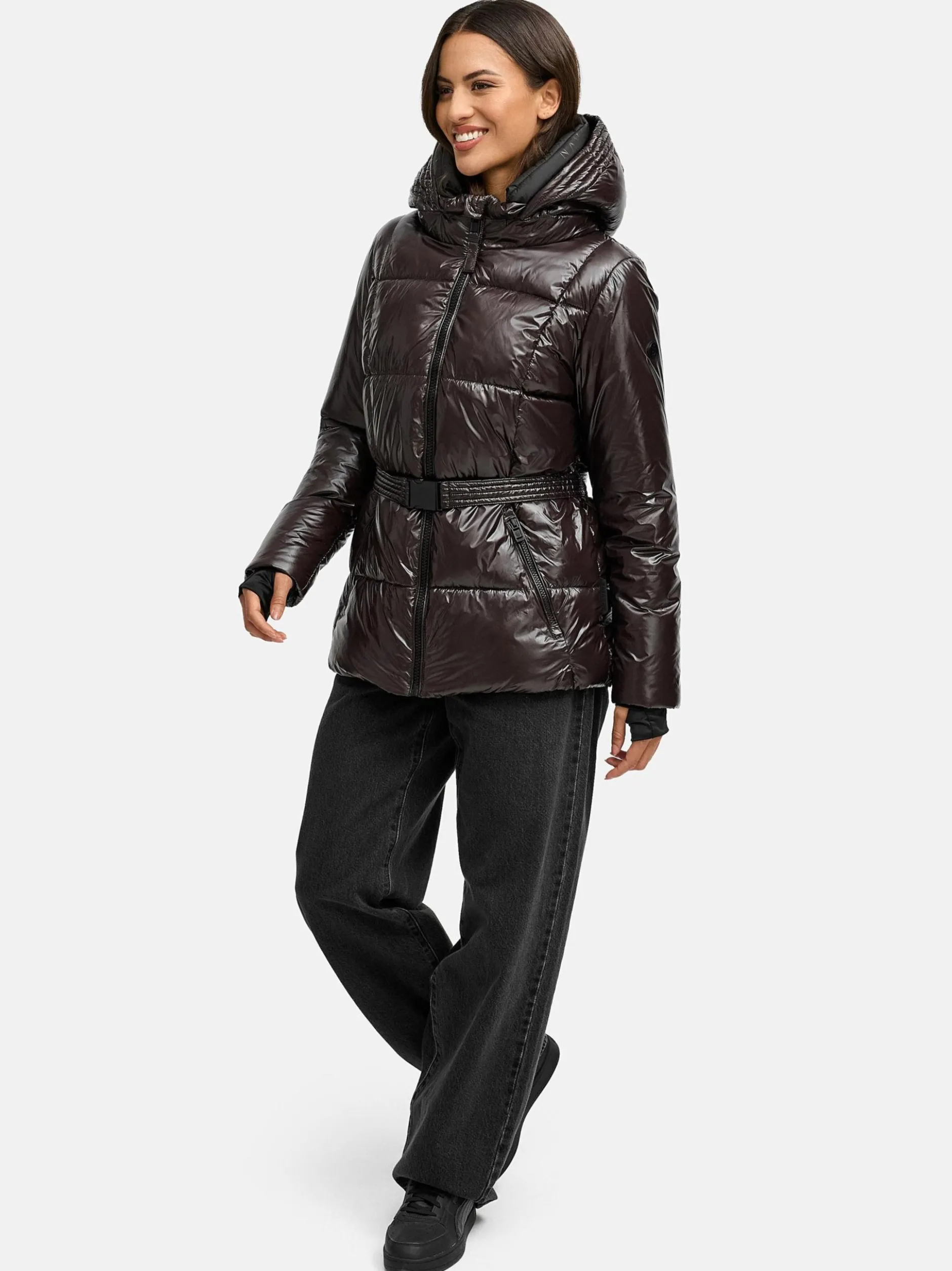 Navahoo Damen Steppjacke - Eisglanz 14 in schoko