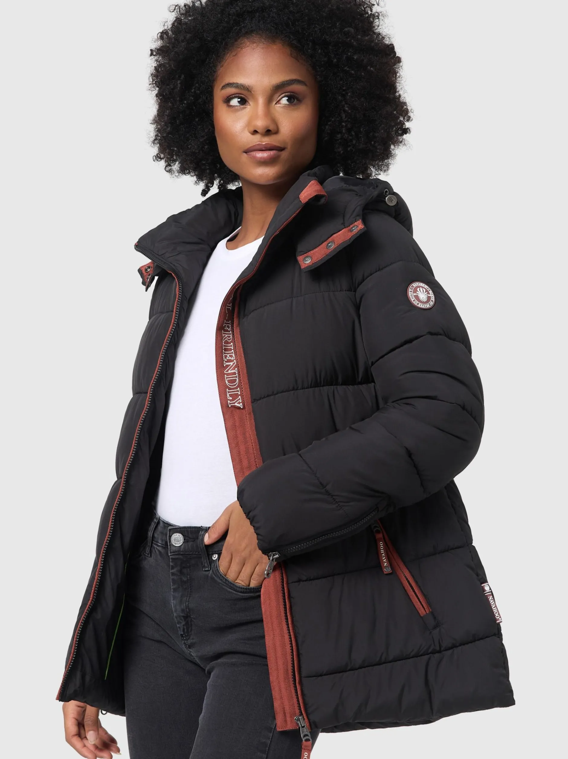 Navahoo Damen Winterjacke - Wattewölkchen in schwarz