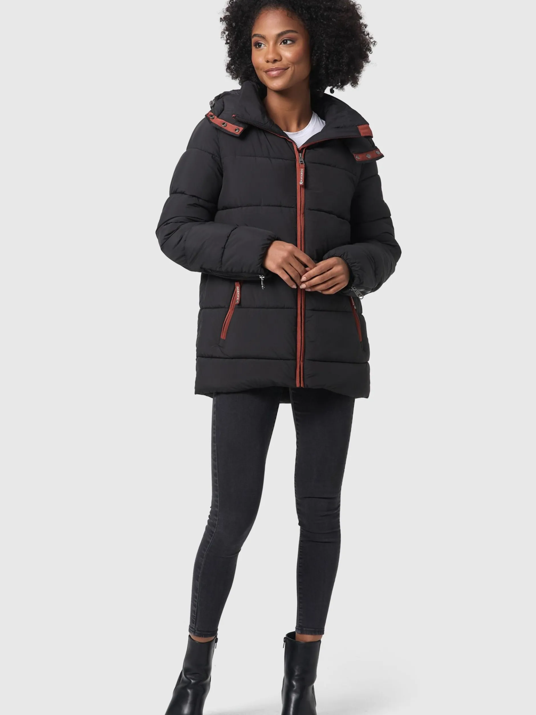 Navahoo Damen Winterjacke - Wattewölkchen in schwarz