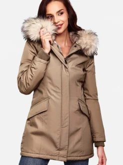 Navahoo Damen Wintermantel - Cristal in taupe