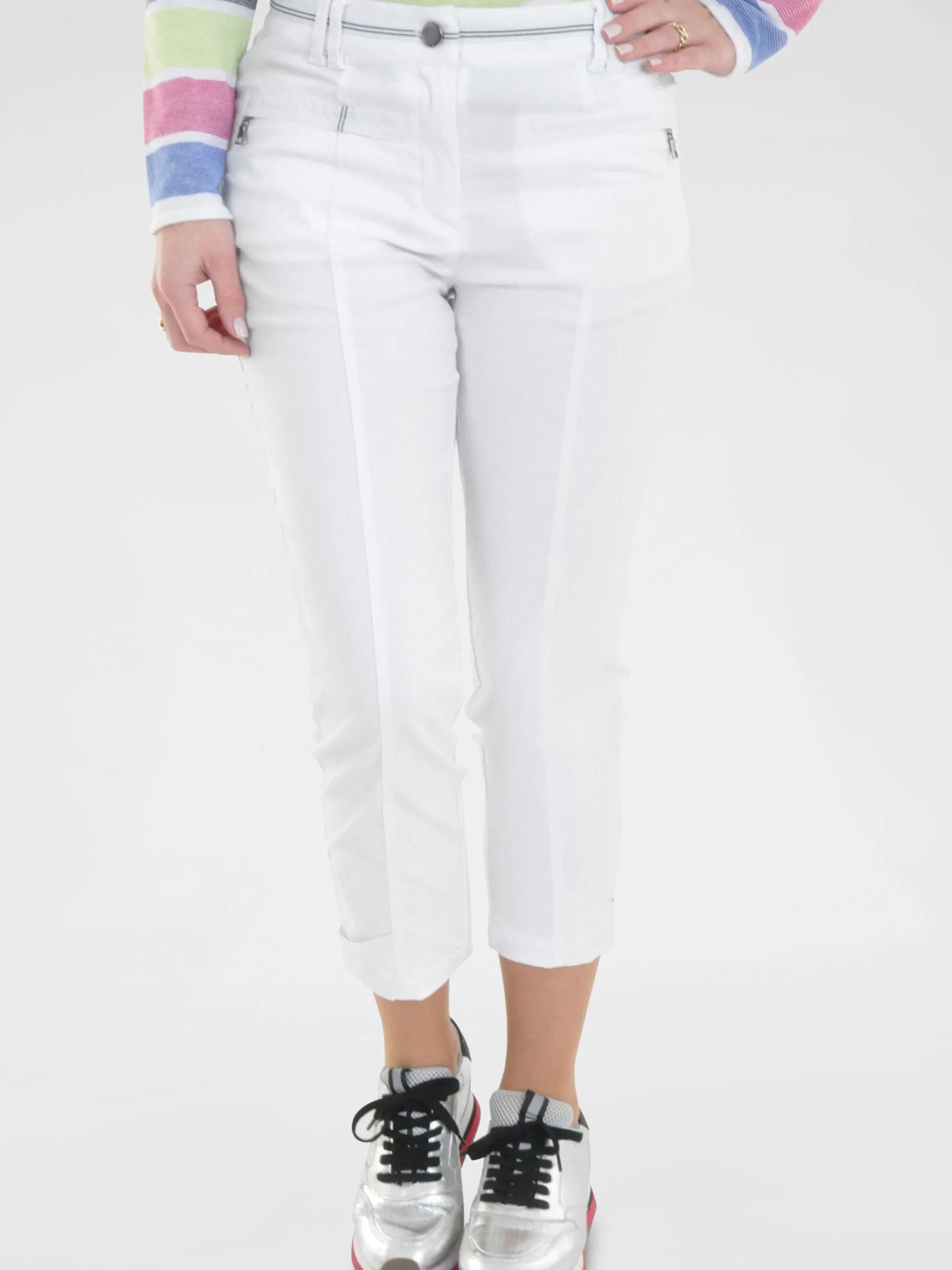 Navigazione Damen Bengalinhose in weiß - Länge: verkürzt