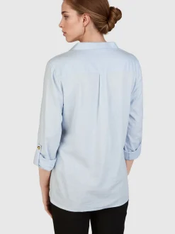 Navigazione Damen Bluse in hellblau - Ärmel: langarm