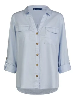 Navigazione Damen Bluse in hellblau - Ärmel: langarm