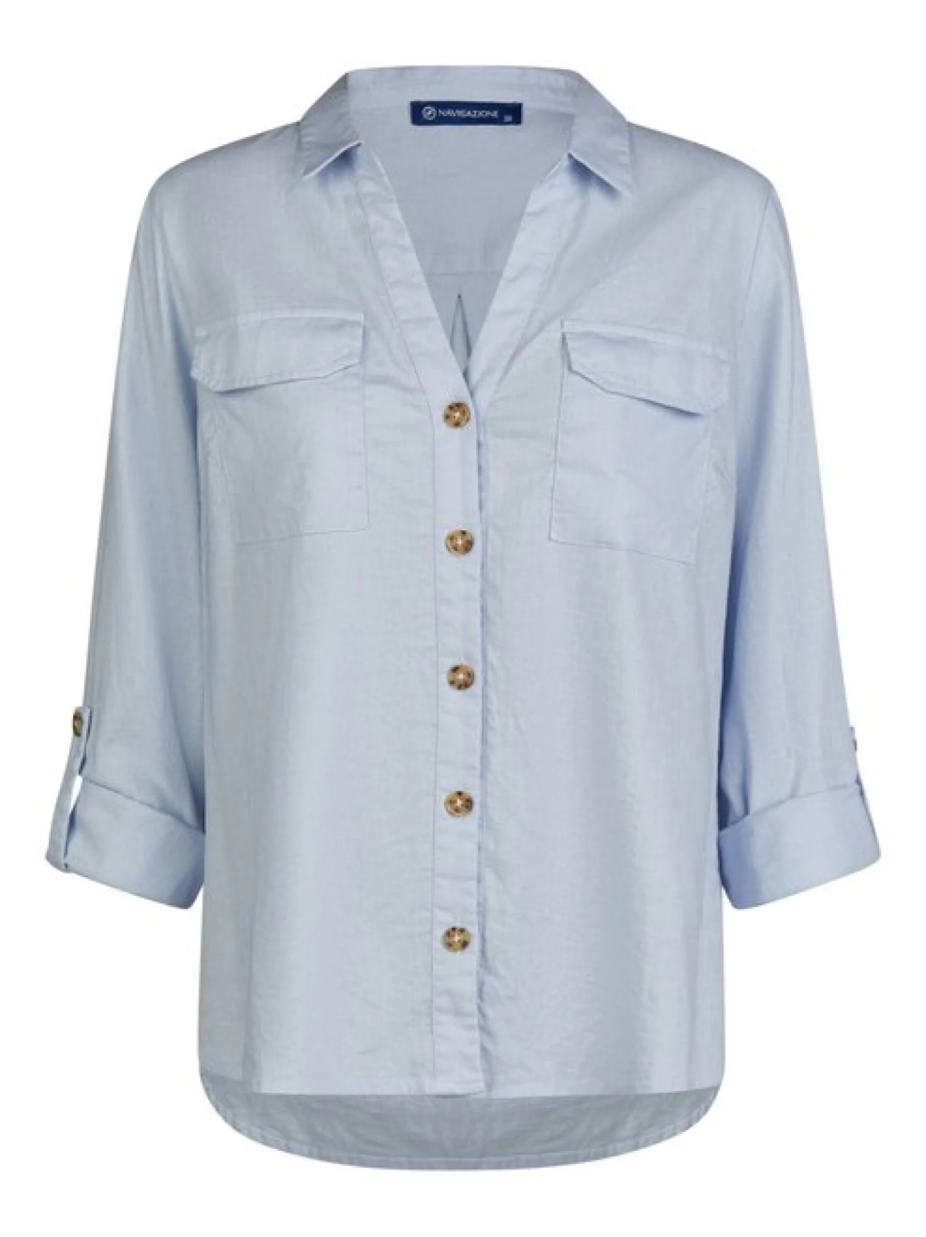 Navigazione Damen Bluse in hellblau - Ärmel: langarm