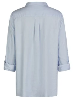 Navigazione Damen Bluse in hellblau - Ärmel: langarm