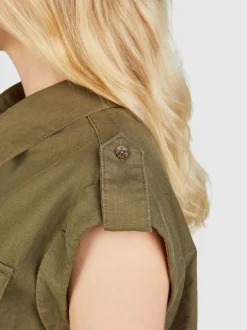 Navigazione Damen Bluse in oliv - Ärmel: ohne Arm