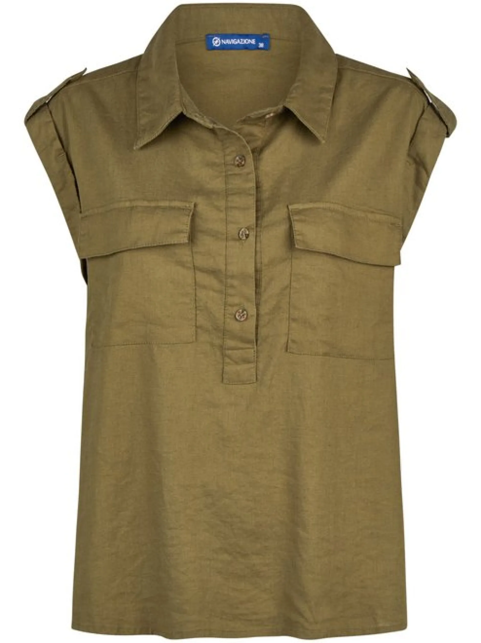 Navigazione Damen Bluse in oliv - Ärmel: ohne Arm