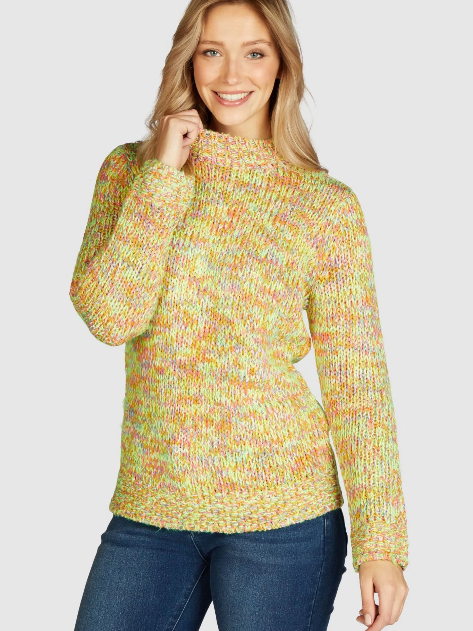 Navigazione Damen Grobstrick-Pullover in mehrfarbig