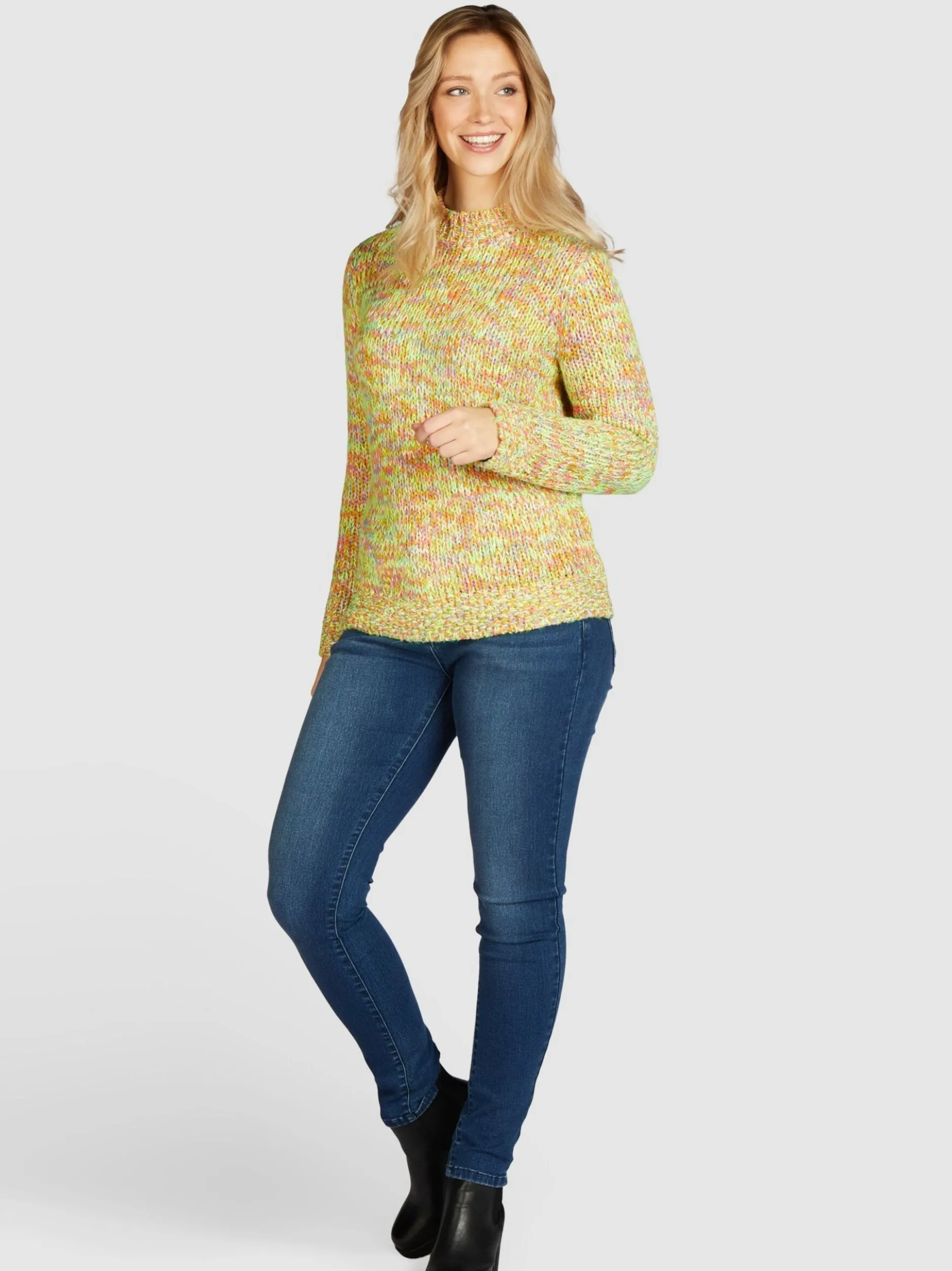 Navigazione Damen Grobstrick-Pullover in mehrfarbig
