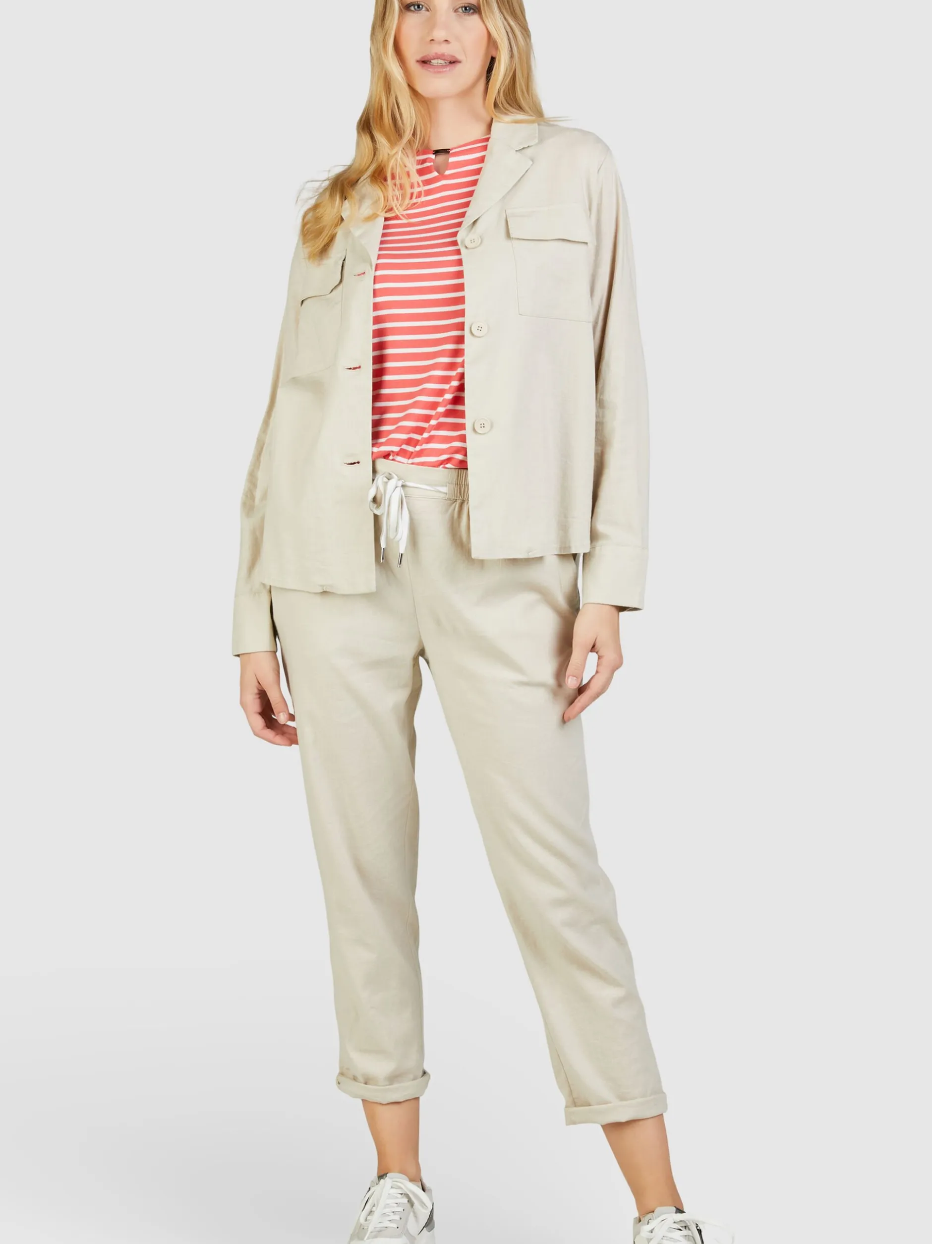Navigazione Damen Hose in beige - Länge: lang
