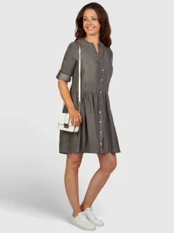 Navigazione Damen Kleid in grau - Länge: mittel