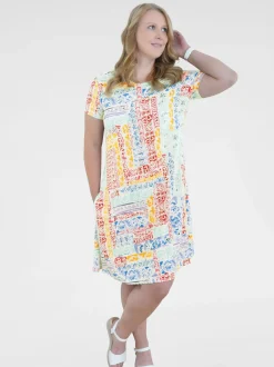 Navigazione Damen Kleid in mehrfarbig - Länge: knielang