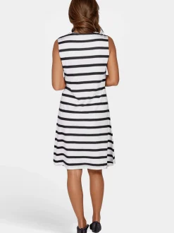 Navigazione Damen Kleid in weiß blau - Länge: knielang